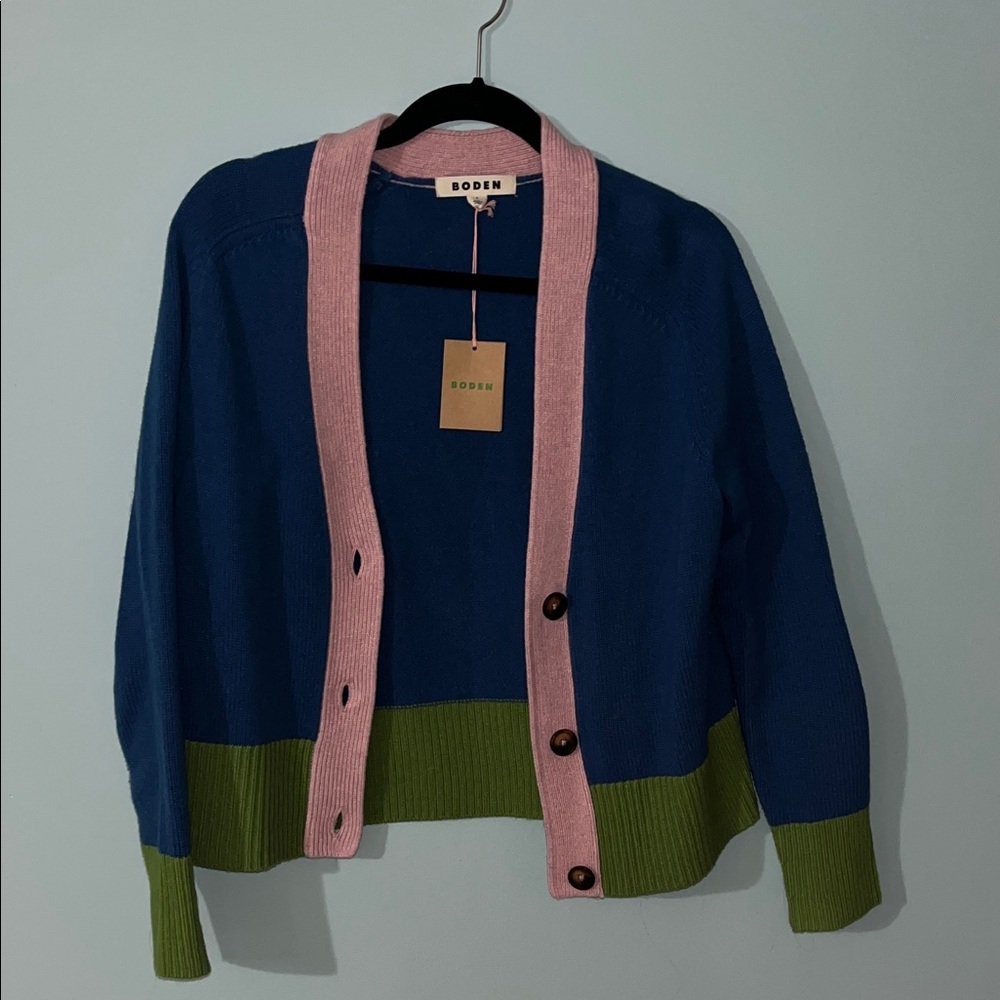 Boden Women's Colorblock Cardigan in Blue, Pink, and Green